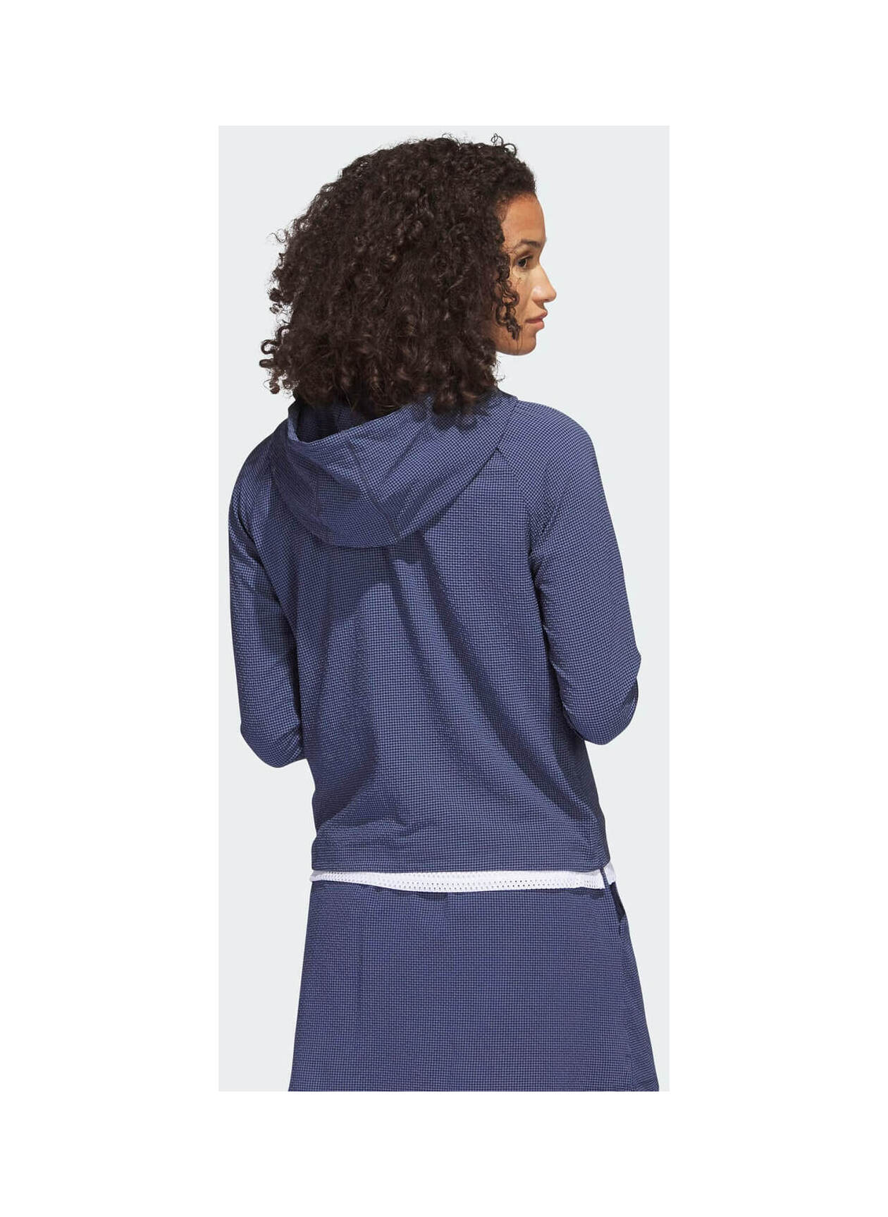 Adidas Women's Golf Textured Half-Zip Hooded Jacket Navy